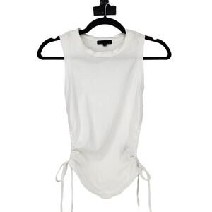 Revolve h:ours White Cotton Ruched Drawstring Side Sleeveless Blouse Size XXS